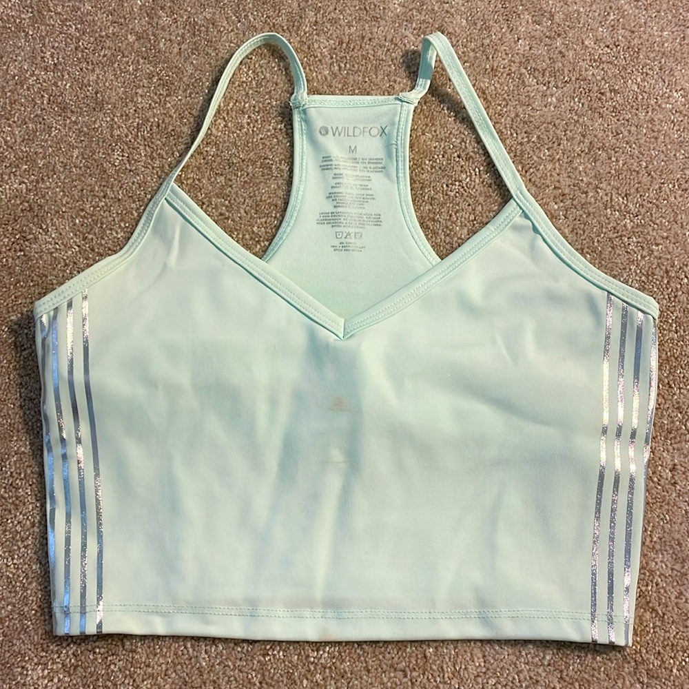 Wildfox Sports Bra Top with Silver Stripes